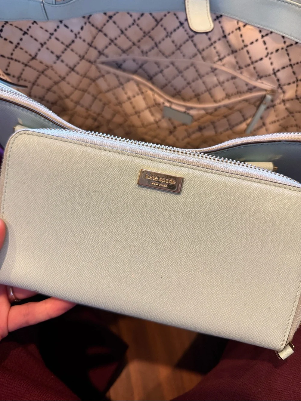 kate spade Light Blue Tote with Matching Zip Wallet